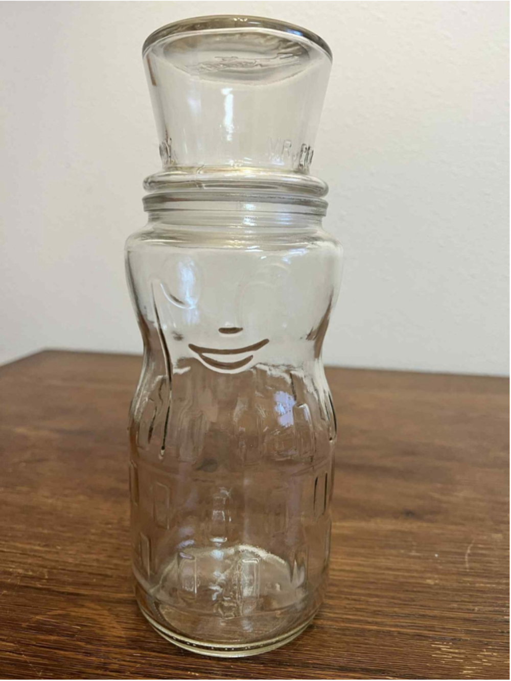 Vintage Planters Mr Peanut Glass Jar w Lid 1931 Embossed Logo Advertising 75th